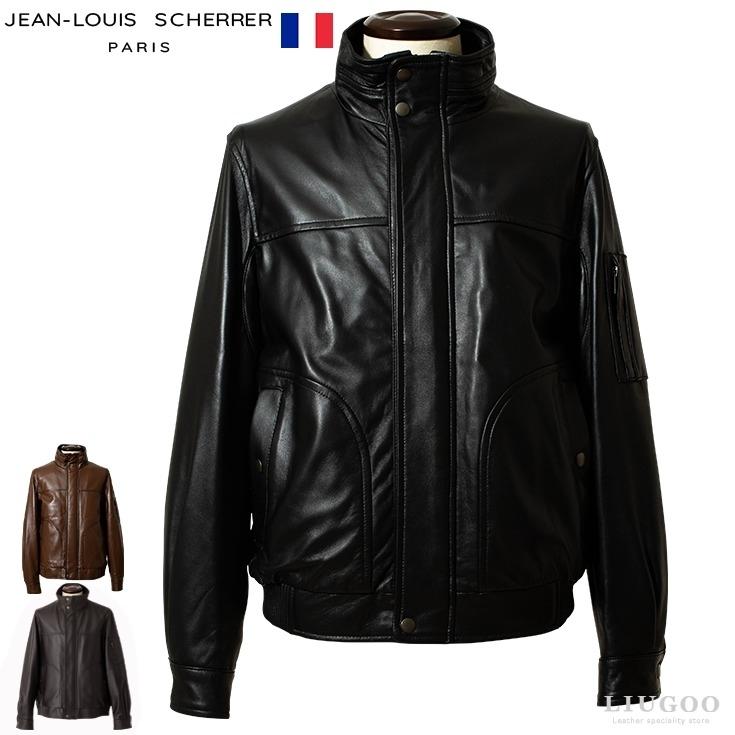 JEAN-LOUIS SCHERRER 本革 ハイネック レザーブルゾン メンズ JEAN-LOUIS SCHERRER 本革 ハイネック レザーブルゾン メンズ