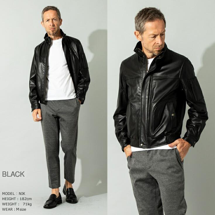 JEAN-LOUIS SCHERRER 本革 ハイネック レザーブルゾン メンズ JEAN-LOUIS SCHERRER 本革 ハイネック レザーブルゾン メンズ