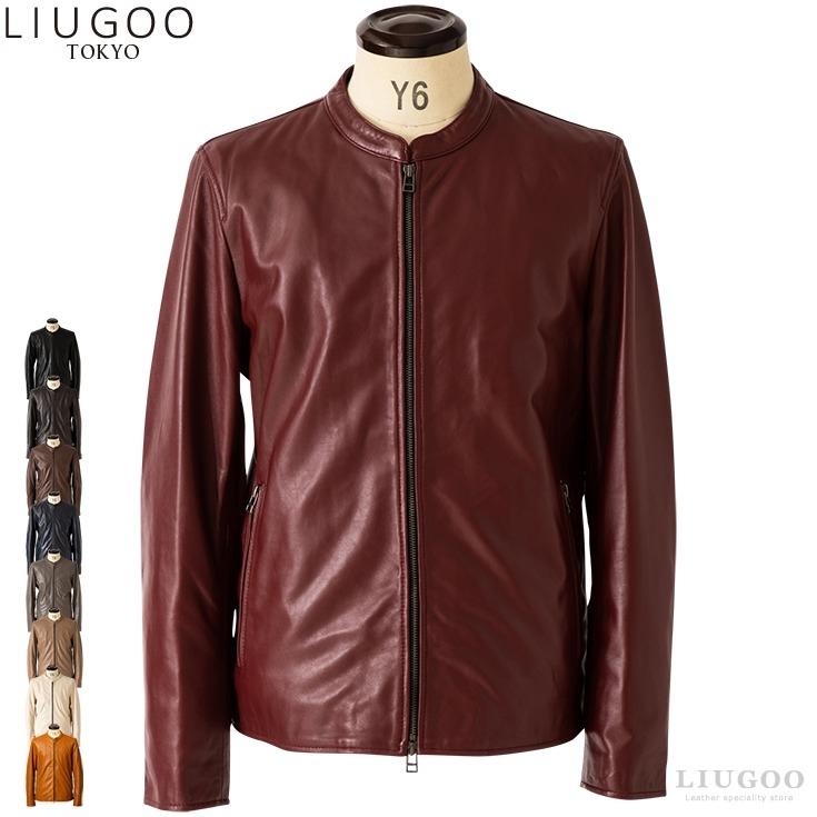 Liugoo Leathers LIUGOO 本革 シングルライダースジャケット メンズ