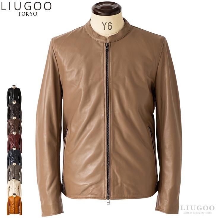Liugoo Leathers LIUGOO 本革 シングルライダースジャケット メンズ