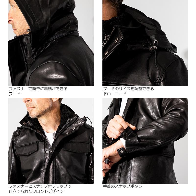 JEAN-LOUIS SCHERRER 本革　フード付きレザージャケット JEAN-LOUIS SCHERRER 本革 フード付きレザージャケット JEAN