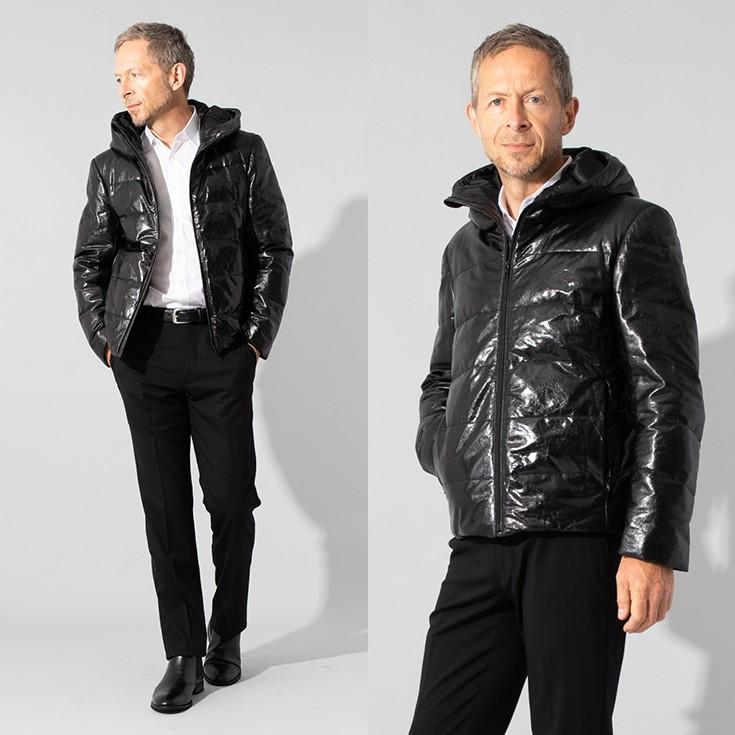 JEAN-LOUIS SCHERRER 本革 ダウンジャケット メンズ ジャン=ルイ