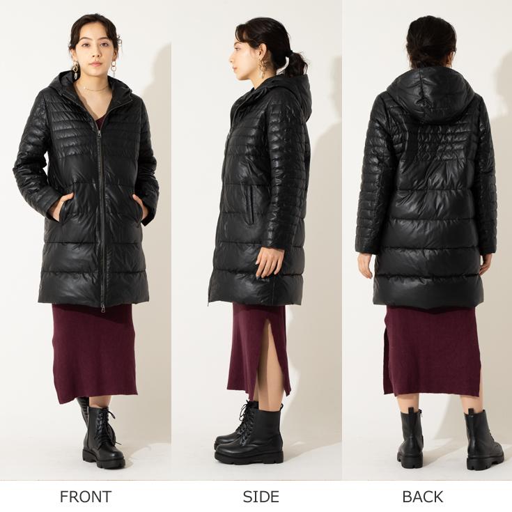 Liugoo Leathers LIUGOO 本革 フード付きロングダウンジャケット