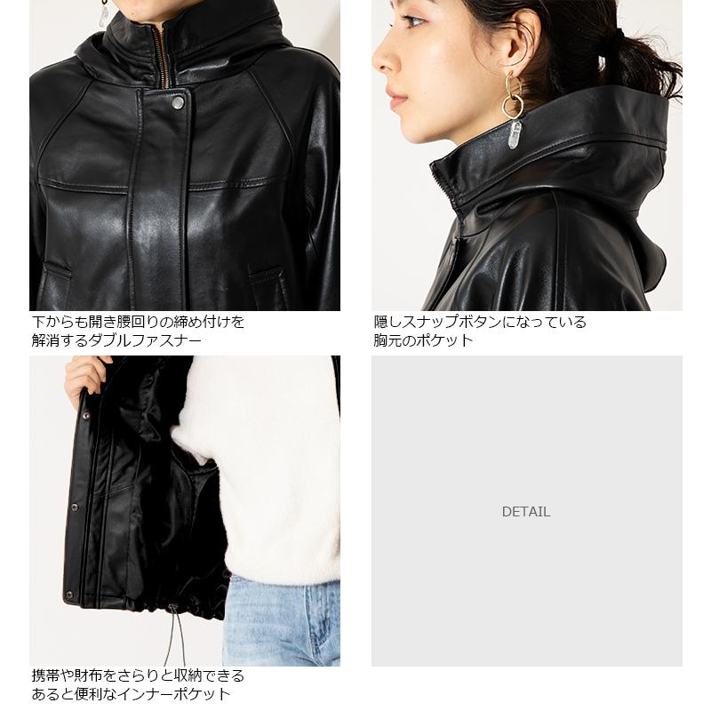50%OFFクーポン】LIUGOO 本革 シープ羊革バルーンパーカー レディース