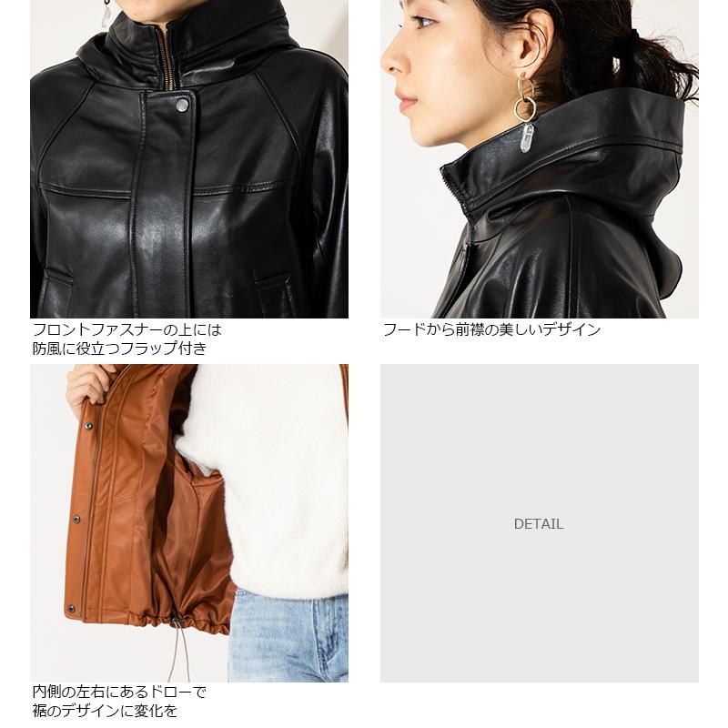 JEAN-LOUIS SCHERRER 本革 ラム羊革バルーンパーカー レディース