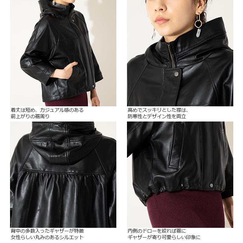 50%OFFクーポン】LIUGOO 本革 シープ羊革バルーンパーカー レディース