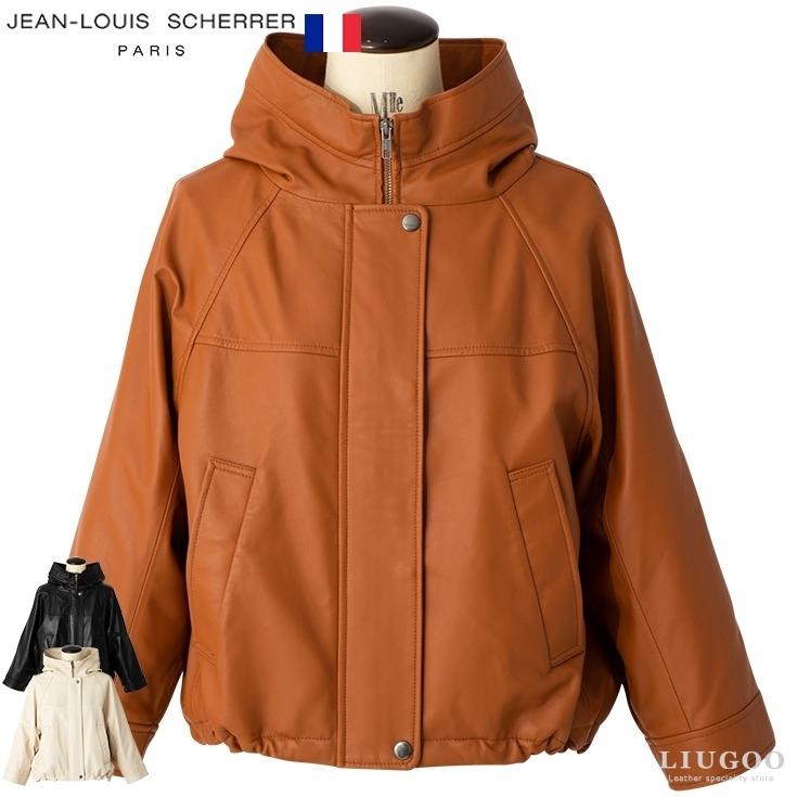 JEAN-LOUIS SCHERRER 本革 ラム羊革バルーンパーカー レディース