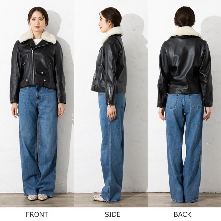 Liugoo Leathers LIUGOO 本革 襟ボアダブルライダース