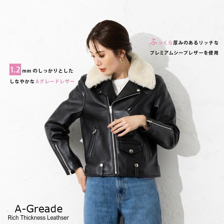 【極美品】LIUGOO シープスキン レザージャケット　L ブラック Liugoo Leathers 【20周年記念10%OFFクーポン】LIUGOO 本革 襟ボア