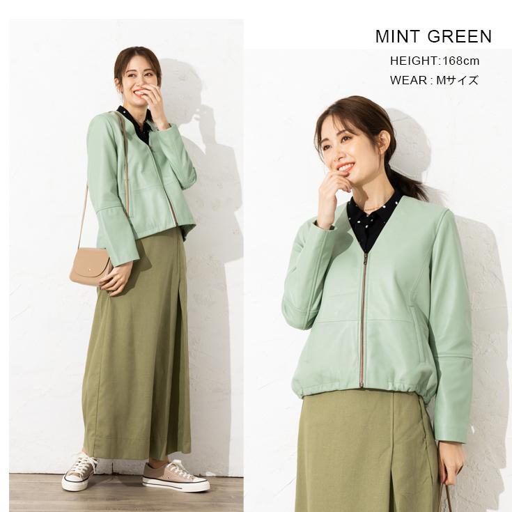 Liugoo Leathers LIUGOO 本革 ノーカラーVネックシングルジャケット