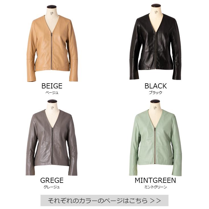 Liugoo Leathers LIUGOO 本革 ノーカラーVネックシングルジャケット