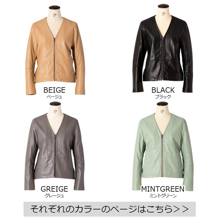 Liugoo Leathers LIUGOO 本革 ノーカラーVネックシングルジャケット