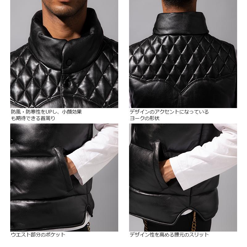 Liugoo Leathers 本革 中綿ダウンベスト メンズ リューグー Liugoo Leathers 本革 中綿ダウンベスト メンズ リューグー