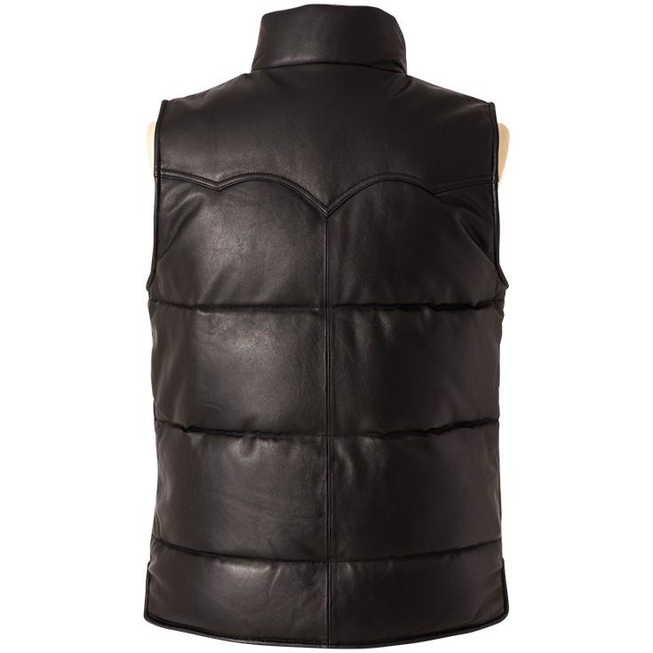 【極美品】リューグーレザー ラムレザー ダウンベスト 黒 Liugoo Leathers 【アウトレットSALE30%OFF中】LIUGOO 本革 中綿ダウン