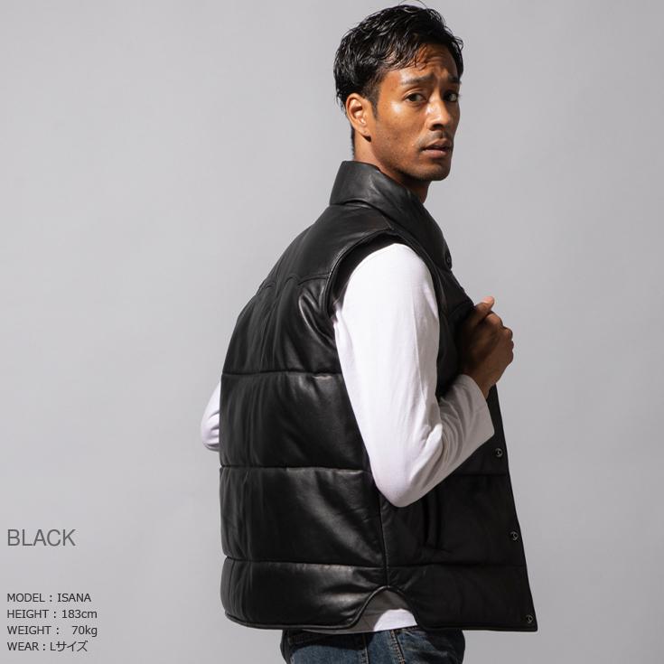 Liugoo Leathers 【30%OFFクーポン】LIUGOO 本革 中綿ダウンベスト