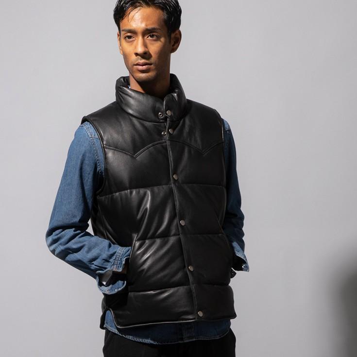 Liugoo Leathers LIUGOO 本革 中綿ダウンベスト メンズ リューグー