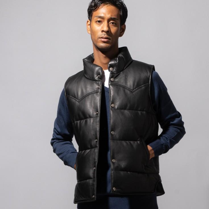 Liugoo Leathers LIUGOO 本革 中綿ダウンベスト メンズ リューグー