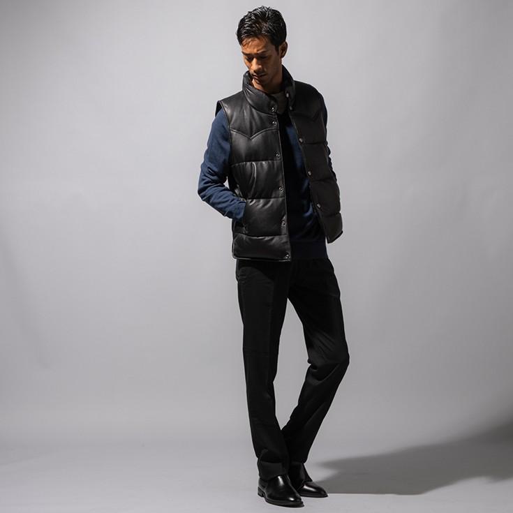 Liugoo Leathers LIUGOO 本革 中綿ダウンベスト メンズ リューグー