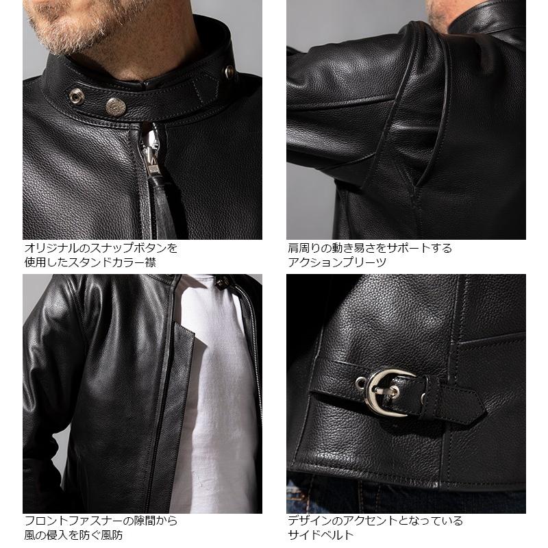 Liugoo Leathers 本革 プロテクター付シングルライダースジャケット