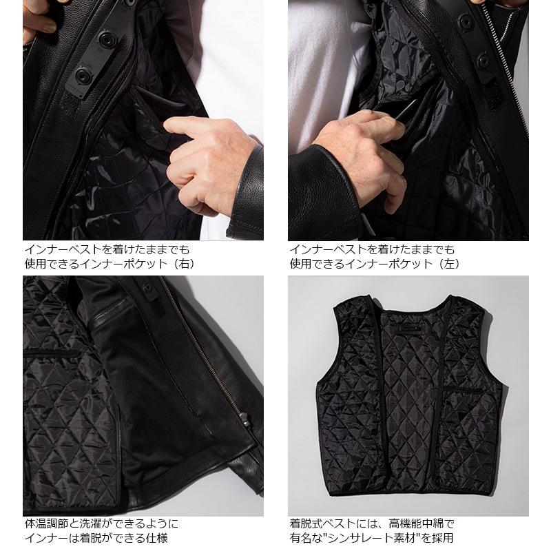 Liugoo Leathers 本革 プロテクター付シングルライダースジャケット