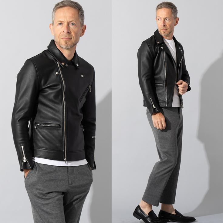 Liugoo Leathers LIUGOO PLUS 本革 ダブルライダースジャケット メンズ