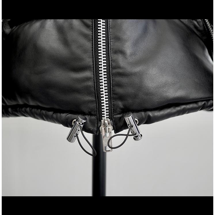 一点物本格派レザーブルゾンジャケット革ジャン本革黒ジップ中綿