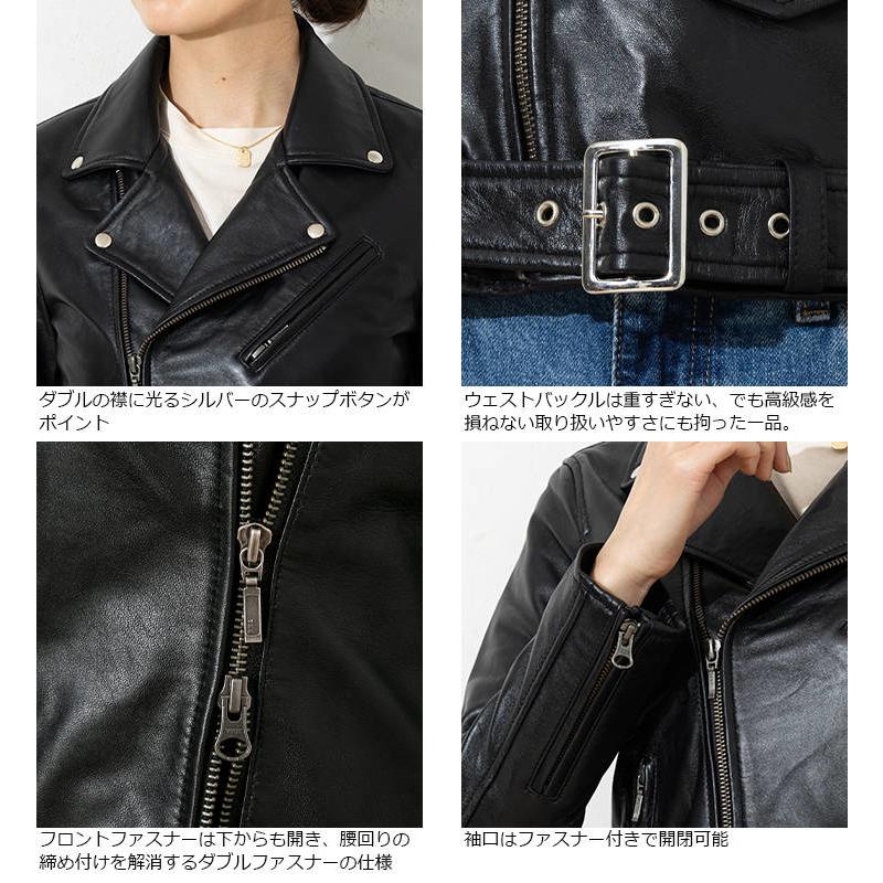 【20周年記念20%OFFクーポン】LIUGOO 本革 ウェストベルト付ダブルライダース レディース リューグー DRY11LA  本革ベルト付ダブルライダース レディース | Liugoo Leathers | 11