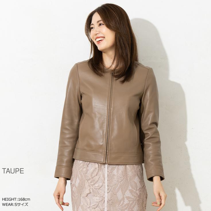 LIUGOO 本革 ノーカラーシングルジャケット レディース リューグー