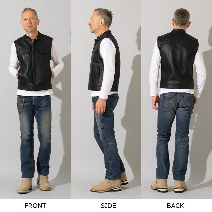 Liugoo Leathers 本革 メッシュレザーバイカーベスト メンズ Liugoo Leathers 本革 メッシュレザーバイカーベスト メンズ