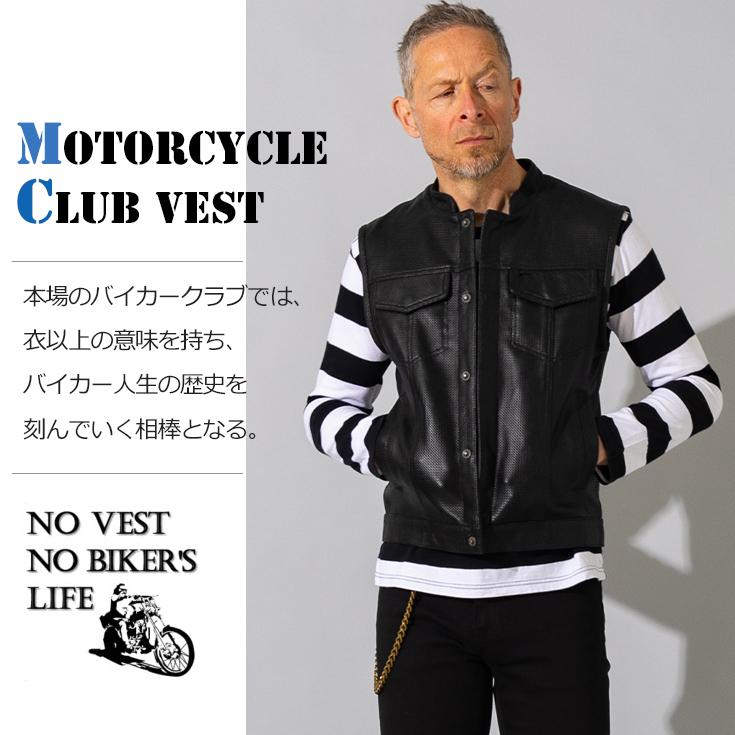 【20周年記念20%OFFクーポン】Liugoo Leathers 本革 メッシュレザーバイカーベスト メンズ リューグーレザーズ VST08A  レザーベスト バイカーベスト MCベスト | Liugoo Leathers | 03