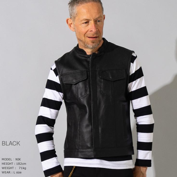 Liugoo Leathers 水牛革 レザーベスト 黒 Lサイズ Liugoo Leathers 【20周年記念10%OFFクーポン】Liugoo Leathers 本革