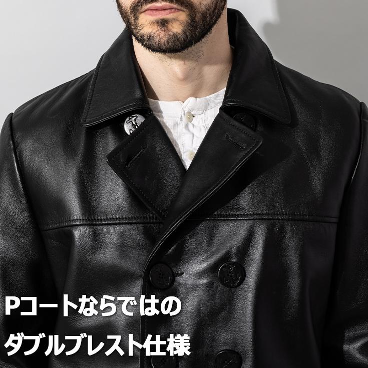 【20周年記念20%OFFクーポン】Liugoo Leathers 本革 ピーコート メンズ リューグーレザーズ COT18B  レザーコート ハーフコート | Liugoo Leathers | 04