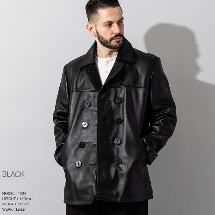 【20周年記念20%OFFクーポン】Liugoo Leathers 本革 ピーコート メンズ リューグーレザーズ COT18B  レザーコート ハーフコート | Liugoo Leathers | 06