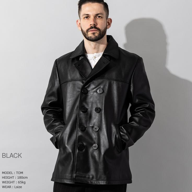【20周年記念20%OFFクーポン】Liugoo Leathers 本革 ピーコート メンズ リューグーレザーズ COT18B  レザーコート ハーフコート | Liugoo Leathers | 08