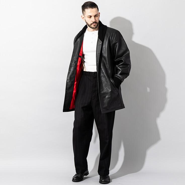 Liugoo Leathers 本革 ロングファラオコート メンズ リューグー