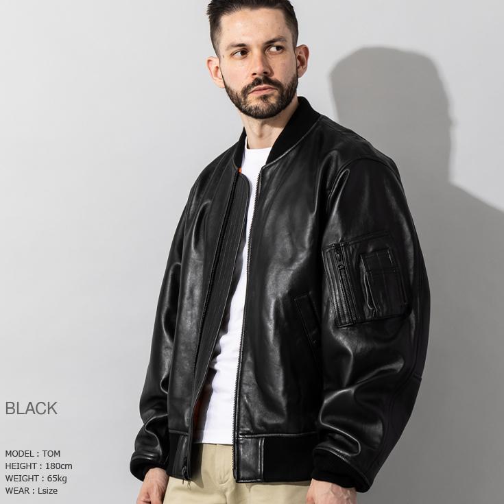 Liugoo Leathers 本革 MA-1フライトジャケット メンズ