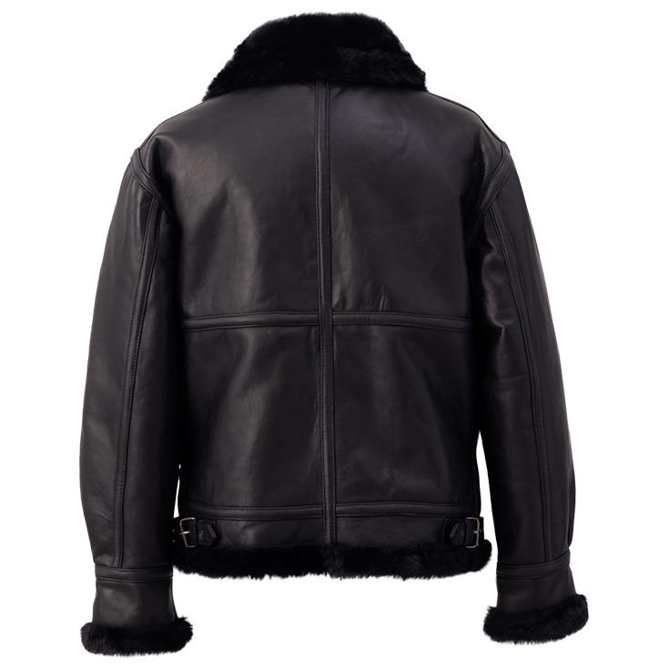 Liugoo リューグーレザー 羊革 シープスキン ジャケット　３L ブラック Liugoo Leathers 本革 B-3フライトジャケット メンズ リューグー