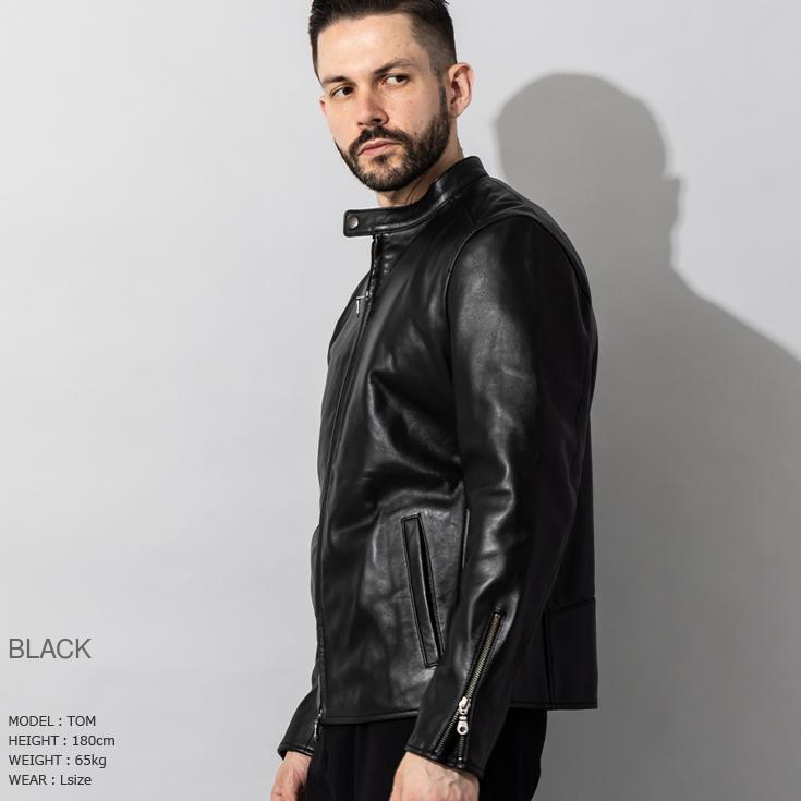レザージャケット　シングル LIUGOO ZERO WASTE 本革 シングルライダースジャケット メンズ