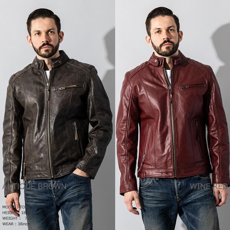 Liugoo Leathers 本革 シングルライダースジャケット メンズ