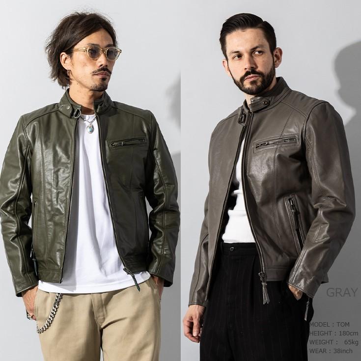 Liugoo Leathers 本革 シングルライダースジャケット メンズ