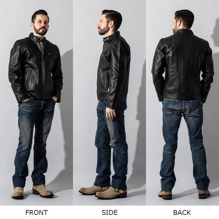 Liugoo Leathers 本革 シングルライダースジャケット メンズ