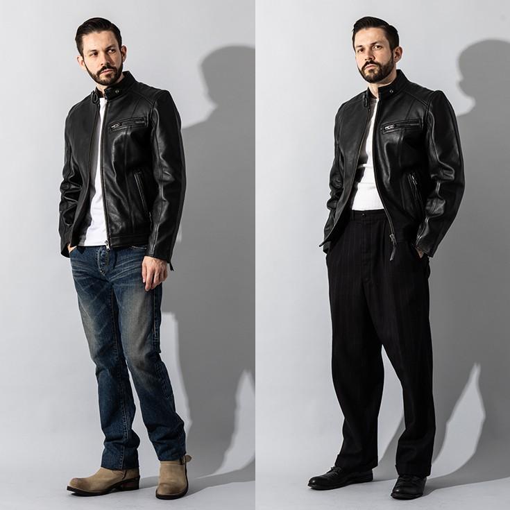 リューグーレザーズ 3L シングルライダース ライナー欠品 Liugoo Leathers 本革 シングルライダースジャケット メンズ