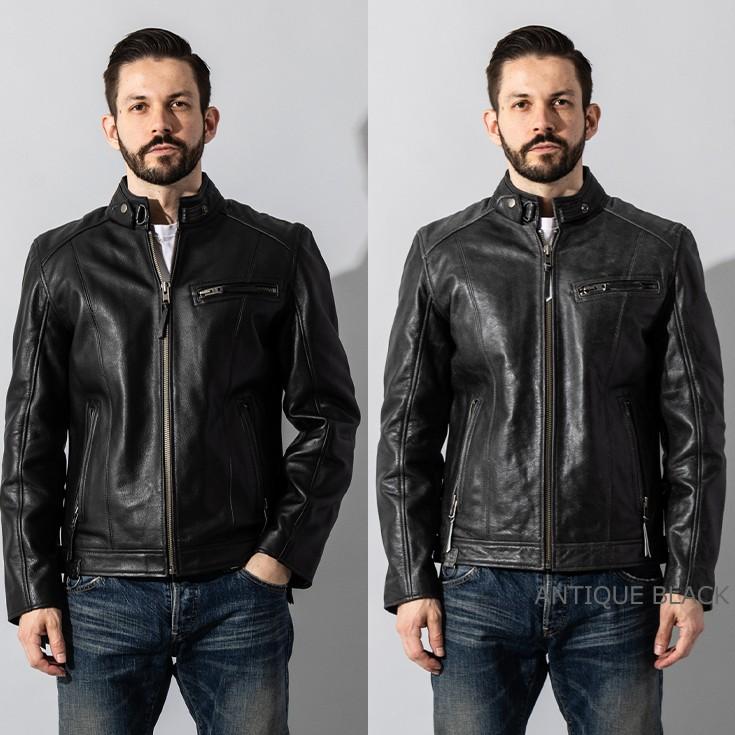 Liugoo Leathers 本革 シングルライダースジャケット メンズ