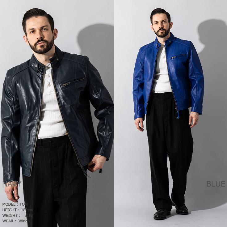 Liugoo Leathers 本革 シングルライダースジャケット メンズ