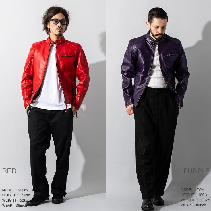 Liugoo Leathers 本革 シングルライダースジャケット メンズ