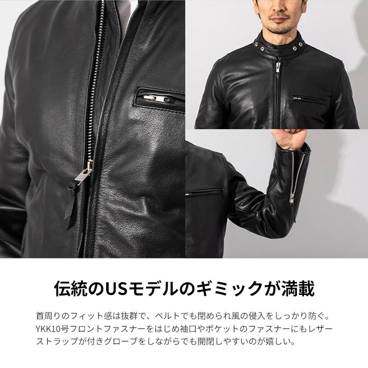 HORN WORKS レザージャケット Lサイズ パンチング加工 ブラック Horn Works 本革 USタイプ シングルライダースジャケット メンズ