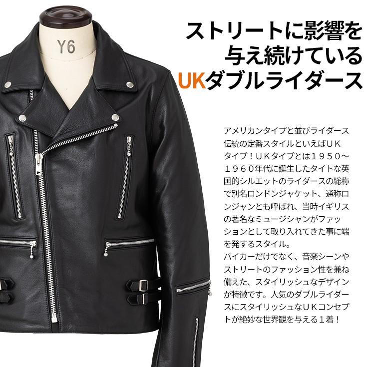 日本製 NO ID 馬革　ホースレザー　革ジャン　ブルゾン　黒　赤　ダブルジップ Horn Works 本革 UKタイプ ダブルライダースジャケット メンズ ホーン