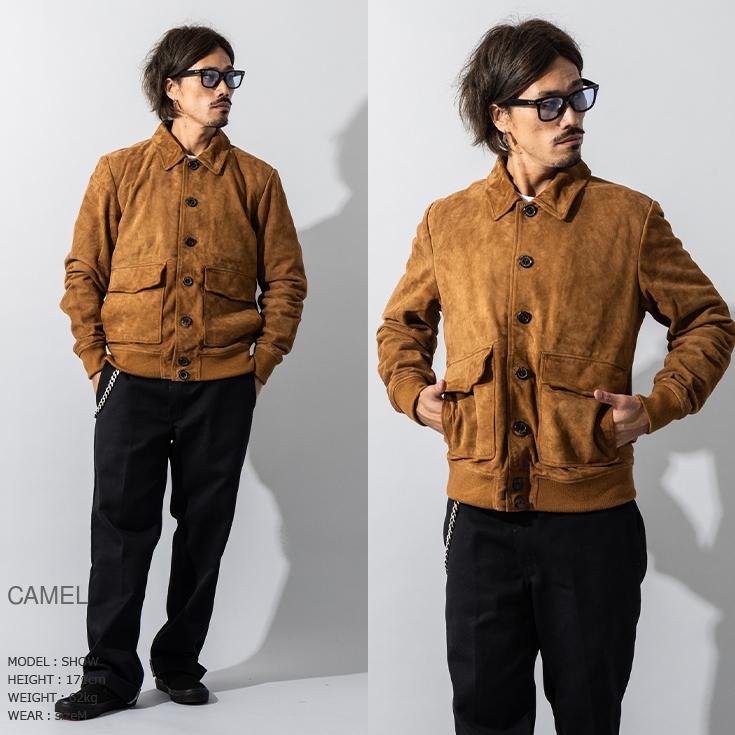 【20周年記念10%OFFクーポン】Liugoo Leathers 本革 スエードブルゾン A-1フライトジャケットType メンズ MIL10A  レザージャケット ライダースジャケットの画像