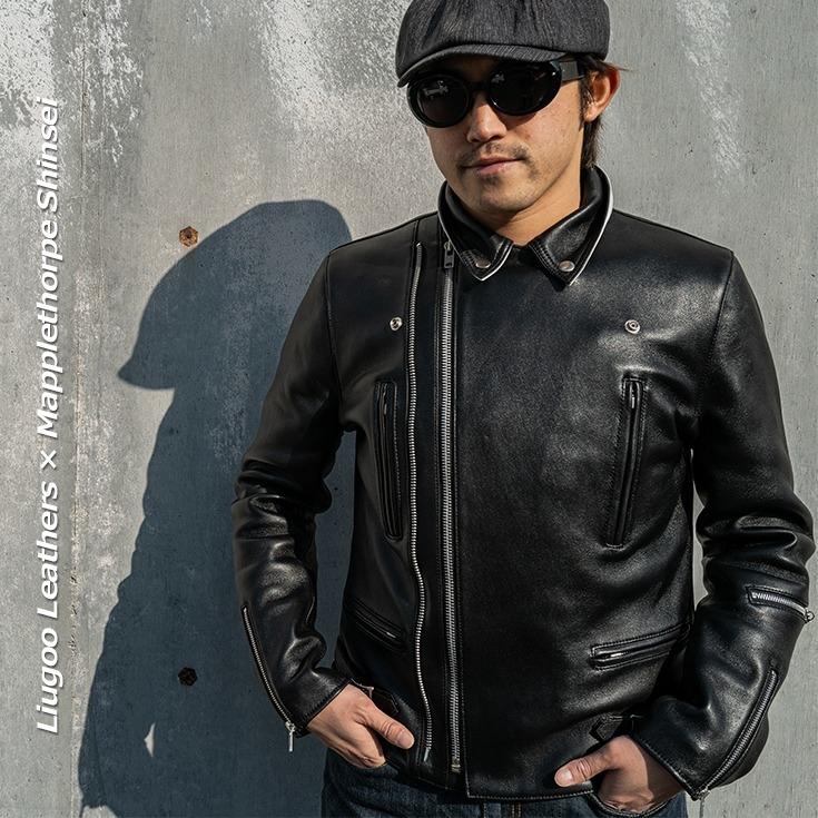 Liugoo Leathers パンチングレザー ライダースジャケット ブラック 000000003483-01.jpg?size=l&w=