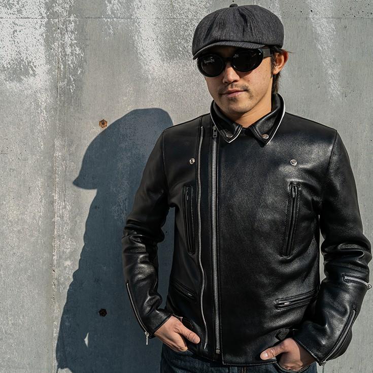 LIUGOO PLUS 本革 UKダブルライダースジャケット メンズ リューグー